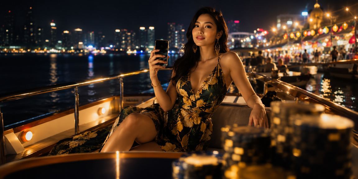 Người dùng trải nghiệm casino trực tuyến trên điện thoại tại chợ đêm Vũng Tàu